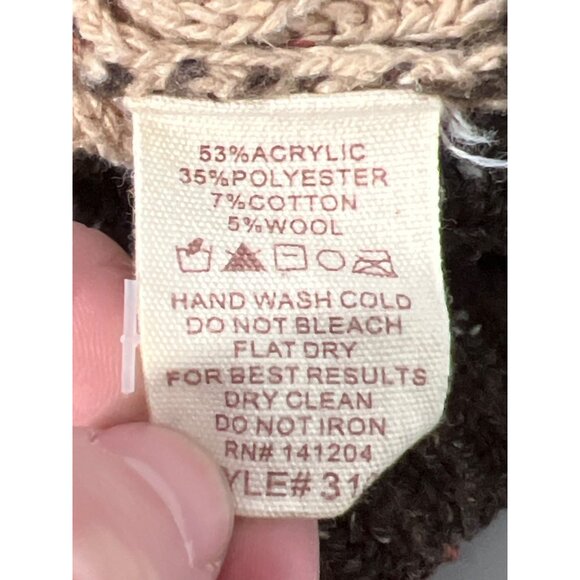 Hem and Thread Striped Henley Sweater Size M Long Sleeve Colorblock Cozy Neutral - Picture 4 of 6